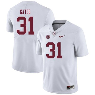 NCAA Men's Alabama Crimson Tide #31 A.J. Gates Stitched College 2019 Nike Authentic White Football Jersey WC17A22SV